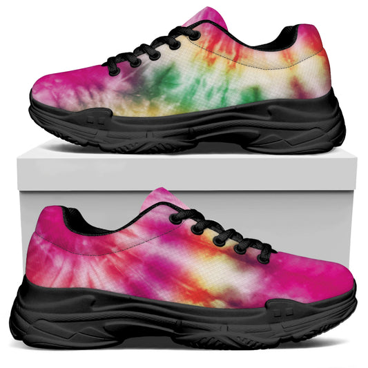 Double Tie Dye Print Black Chunky Shoes