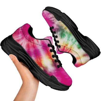 Double Tie Dye Print Black Chunky Shoes