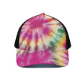 Double Tie Dye Print Black Mesh Trucker Hat