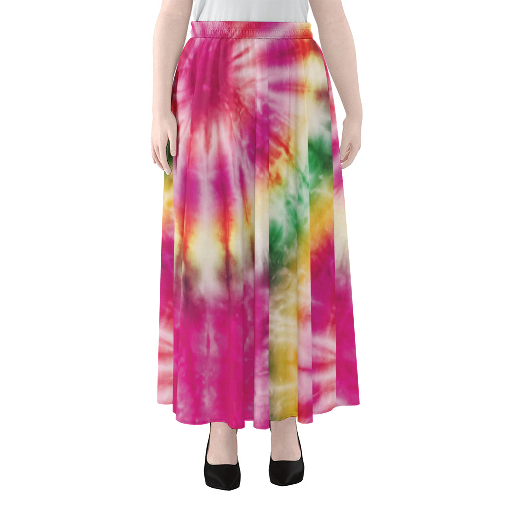 Double Tie Dye Print Chiffon Maxi Skirt