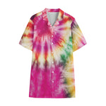 Double Tie Dye Print Cotton Hawaiian Shirt