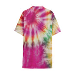 Double Tie Dye Print Cotton Hawaiian Shirt