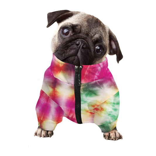 Double Tie Dye Print Dog Zip Up Jacket