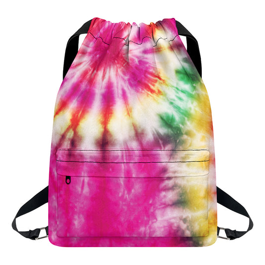 Double Tie Dye Print Drawstring Backpack