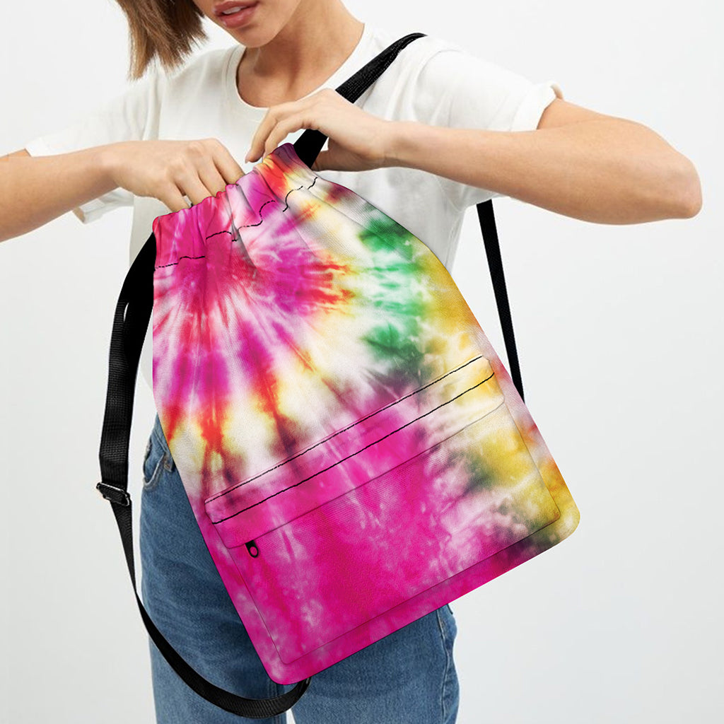 Double Tie Dye Print Drawstring Backpack