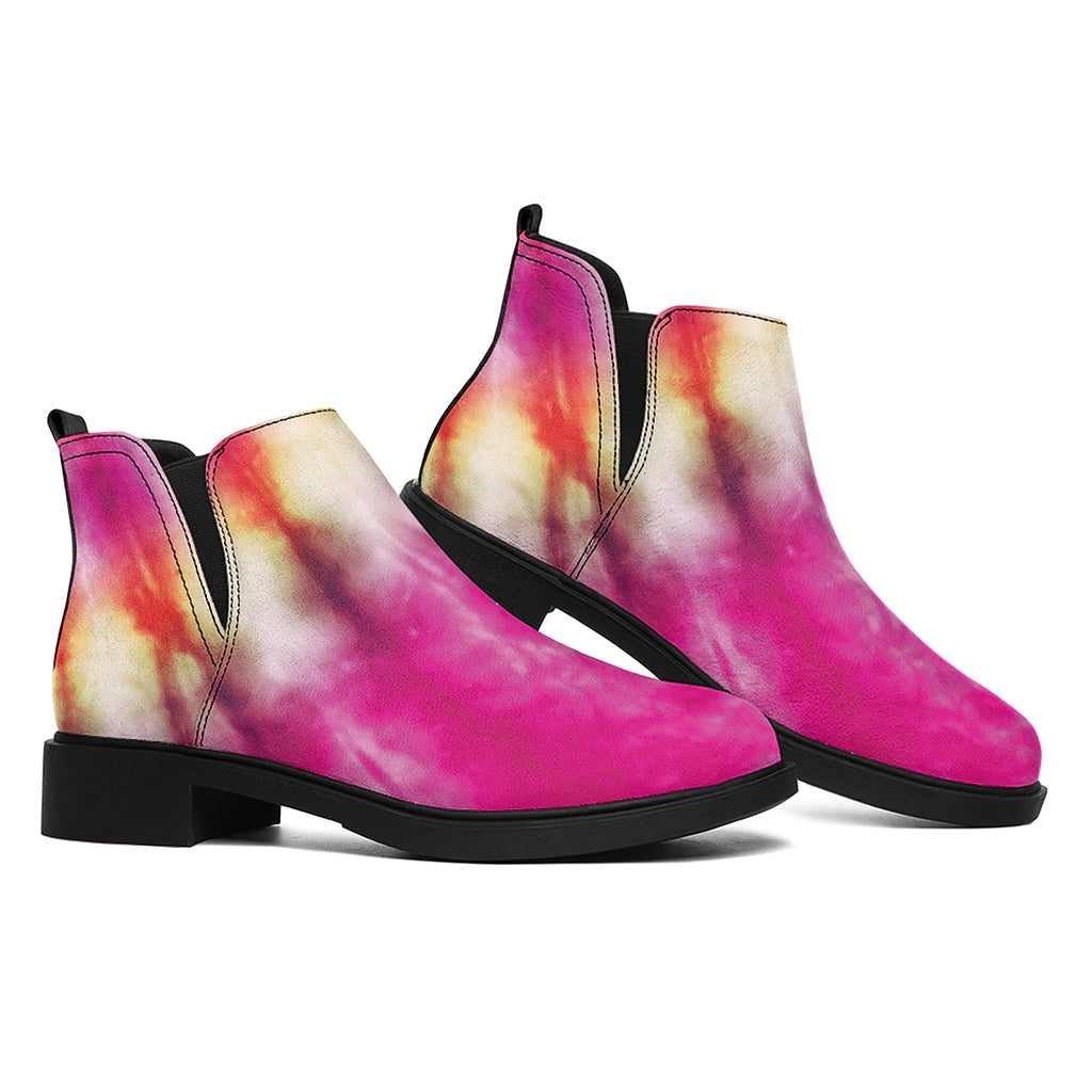 Double Tie Dye Print Flat Ankle Boots