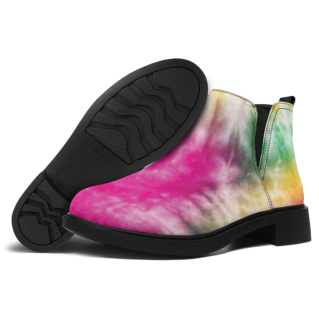 Double Tie Dye Print Flat Ankle Boots