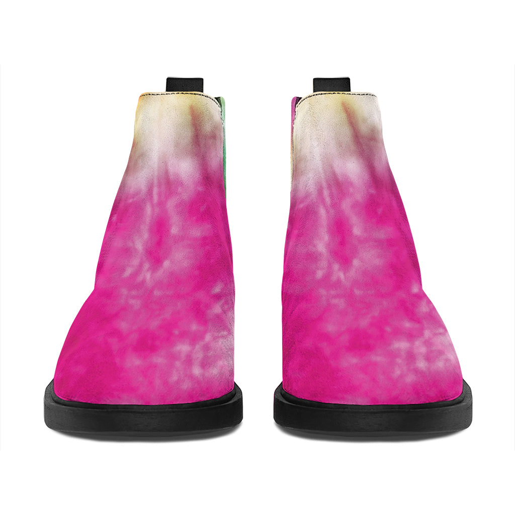 Double Tie Dye Print Flat Ankle Boots