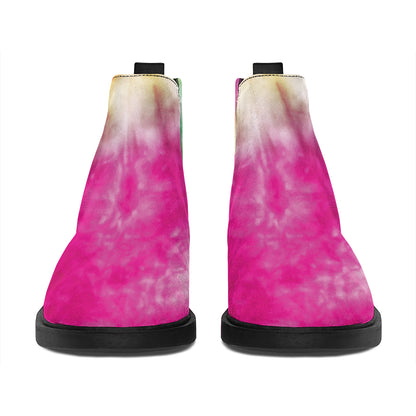 Double Tie Dye Print Flat Ankle Boots