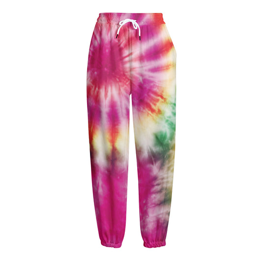 Double Tie Dye Print Fleece Lined Knit Pants