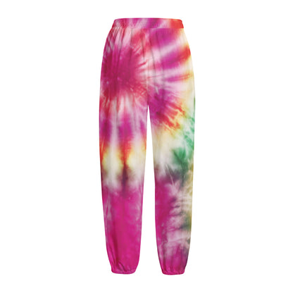 Double Tie Dye Print Fleece Lined Knit Pants