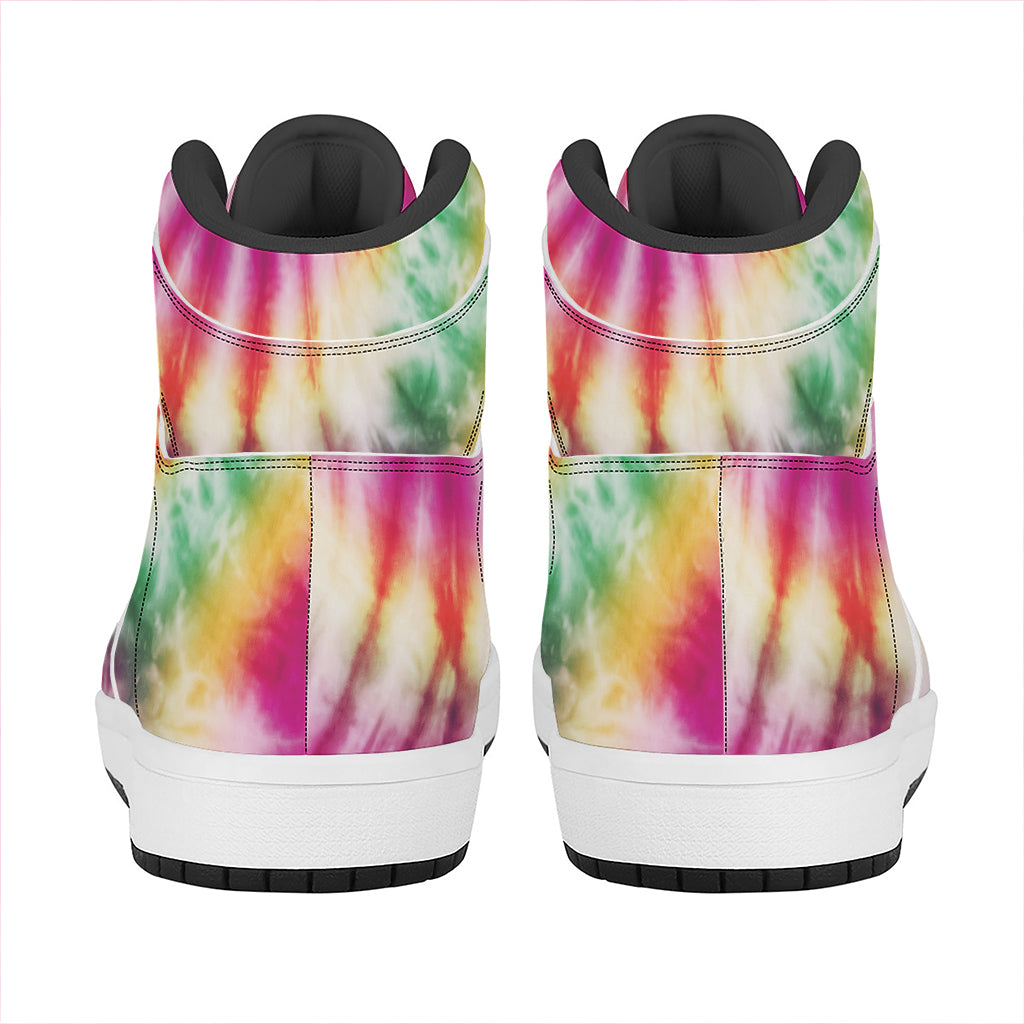 Double Tie Dye Print High Top Leather Sneakers