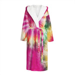 Double Tie Dye Print Hooded Bathrobe