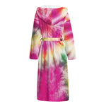 Double Tie Dye Print Hooded Bathrobe