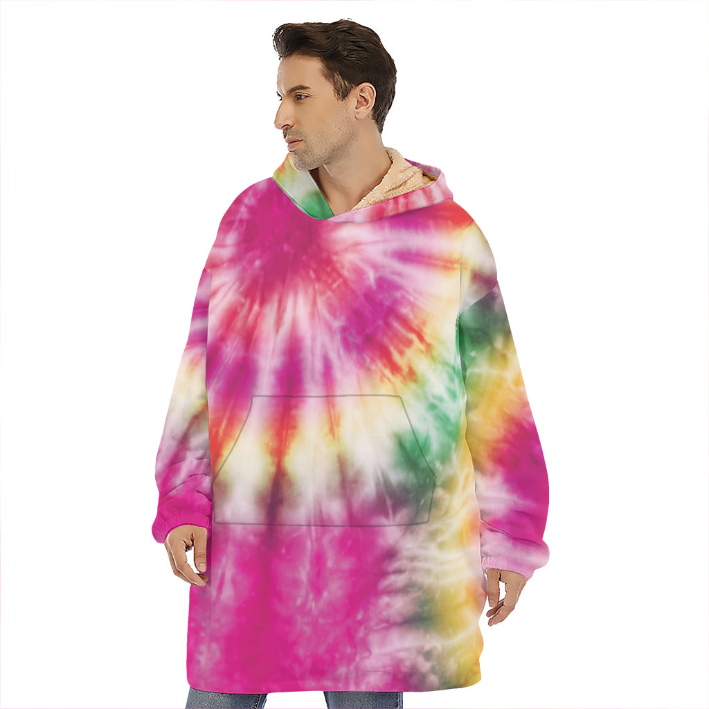 Double Tie Dye Print Hoodie Blanket