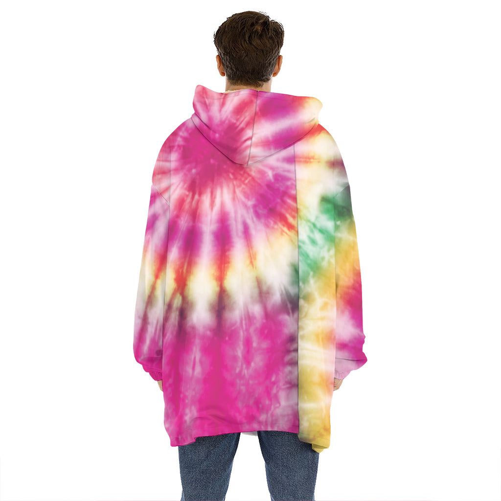 Double Tie Dye Print Hoodie Blanket
