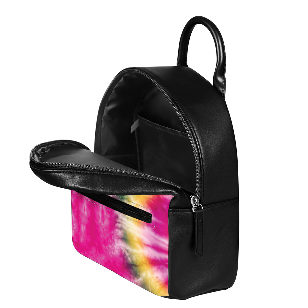 Double Tie Dye Print Leather Backpack