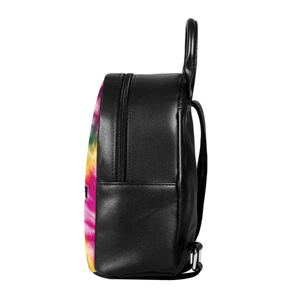 Double Tie Dye Print Leather Backpack