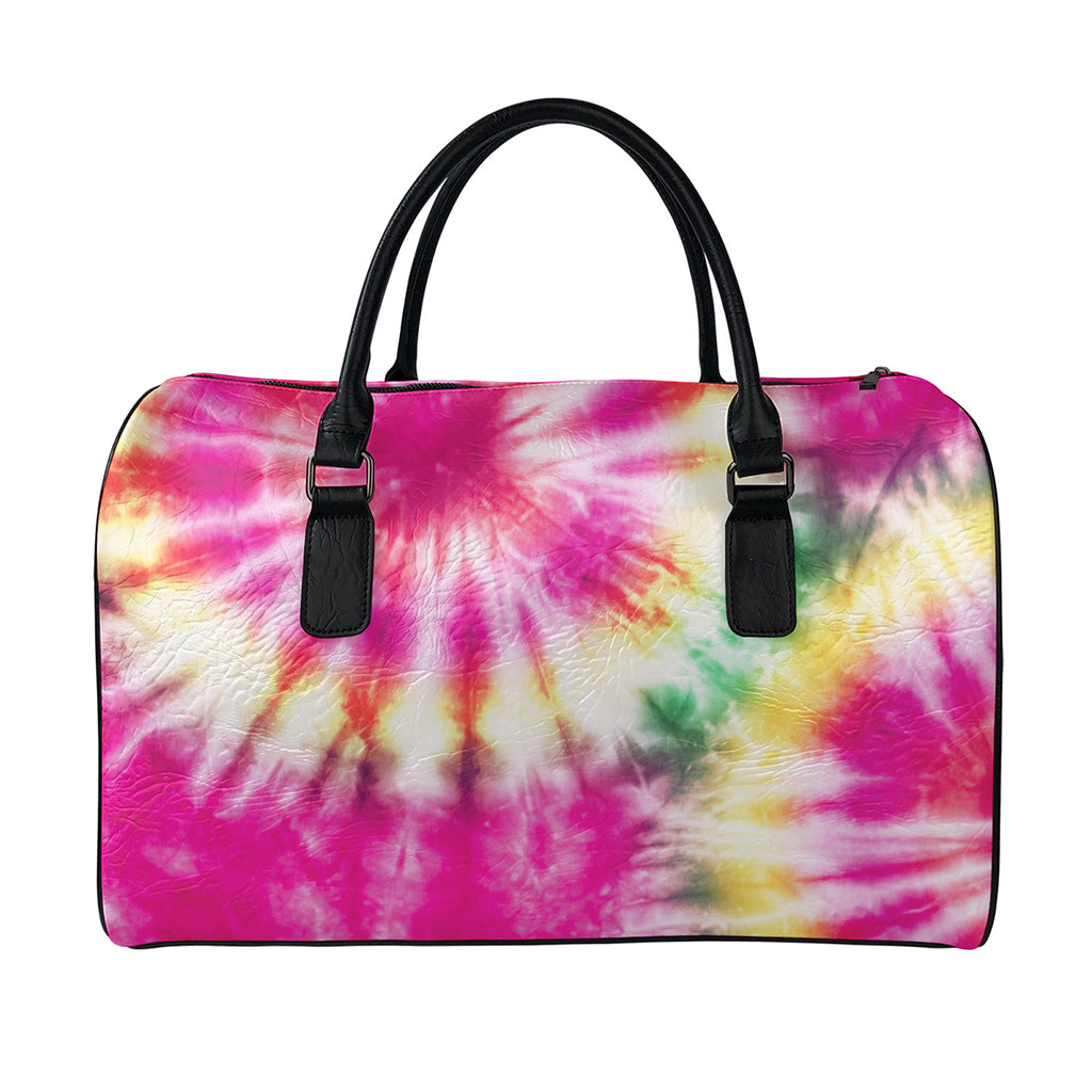 Double Tie Dye Print Leather Duffle Bag