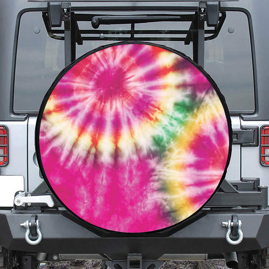 Double Tie Dye Print Leather Spare Tire Cover