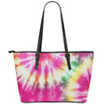 Double Tie Dye Print Leather Tote Bag With Zipper