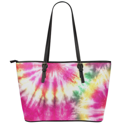 Double Tie Dye Print Leather Tote Bag