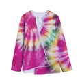 Double Tie Dye Print Long Sleeve Short Coat