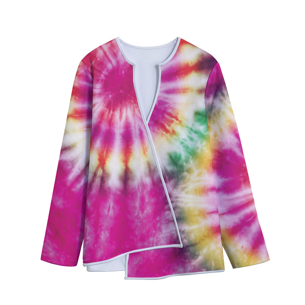 Double Tie Dye Print Long Sleeve Short Coat