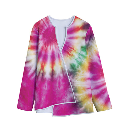 Double Tie Dye Print Long Sleeve Short Coat