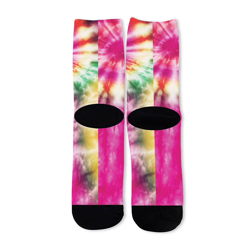 Double Tie Dye Print Long Socks