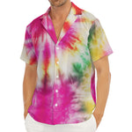 Double Tie Dye Print Men's Deep V-Neck Shirt