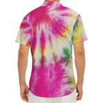 Double Tie Dye Print Men's Deep V-Neck Shirt
