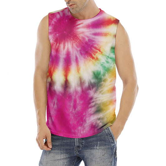 Double Tie Dye Print Men's Fitness Tank Top