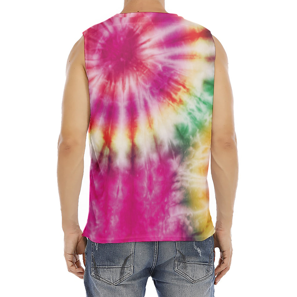Double Tie Dye Print Men's Fitness Tank Top