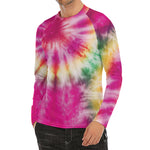 Double Tie Dye Print Men's Long Sleeve Rash Guard