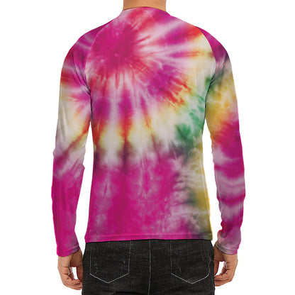 Double Tie Dye Print Men's Long Sleeve Rash Guard