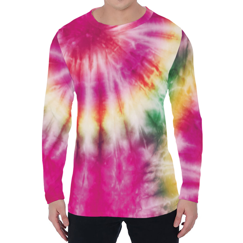 Double Tie Dye Print Men's Long Sleeve T-Shirt