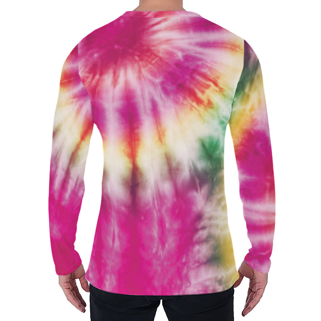Double Tie Dye Print Men's Long Sleeve T-Shirt