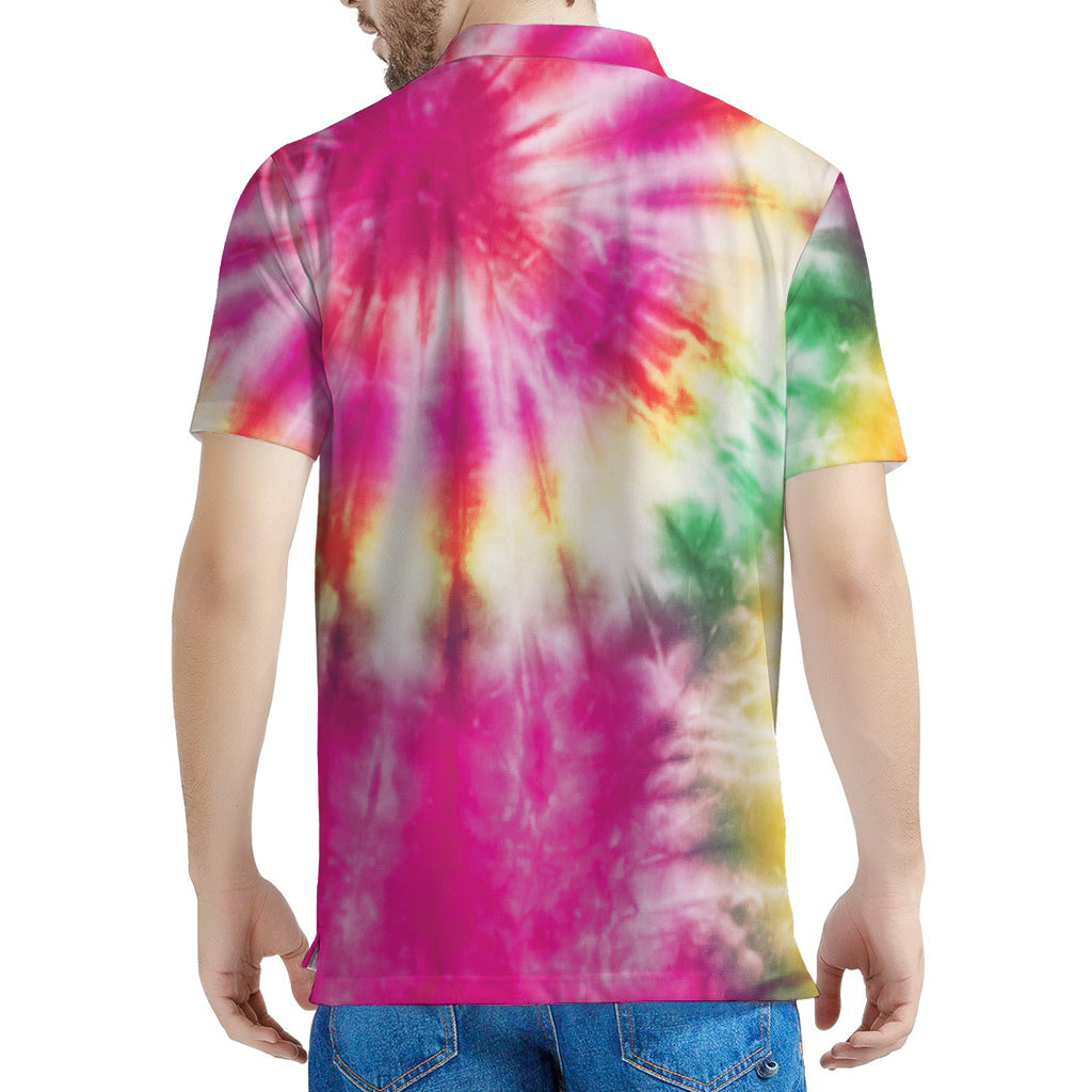 Double Tie Dye Print Men's Polo Shirt