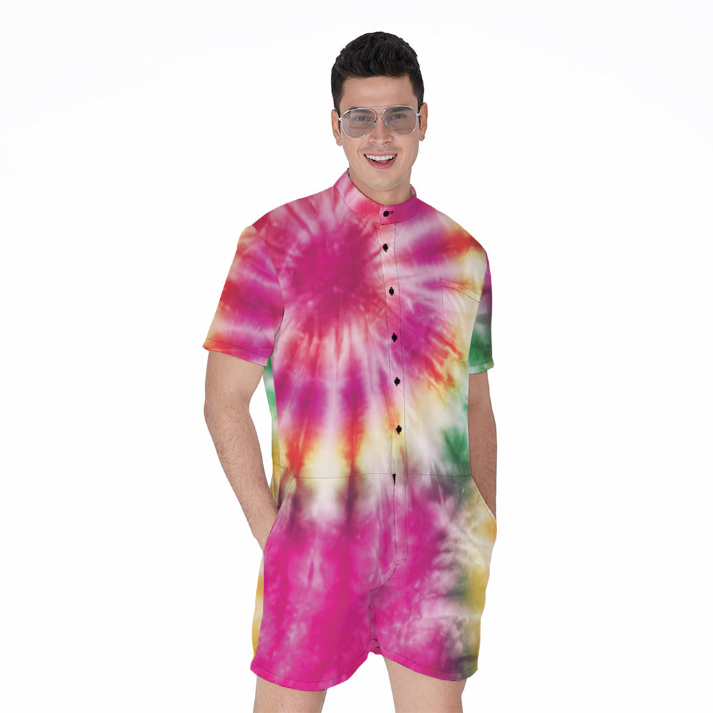 Double Tie Dye Print Men's Rompers