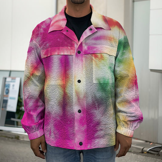 Double Tie Dye Print Men's Shirt Jacket