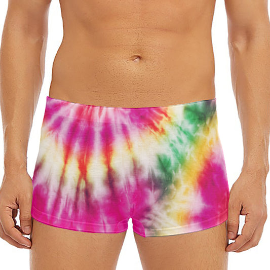Double Tie Dye Print Men's Short Boxer Briefs