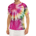 Double Tie Dye Print Men's Short Sleeve Rash Guard
