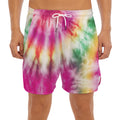 Double Tie Dye Print Men's Split Running Shorts