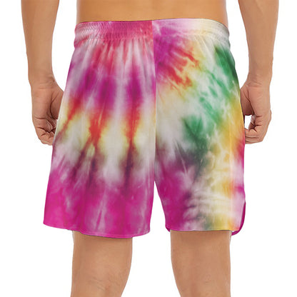 Double Tie Dye Print Men's Split Running Shorts