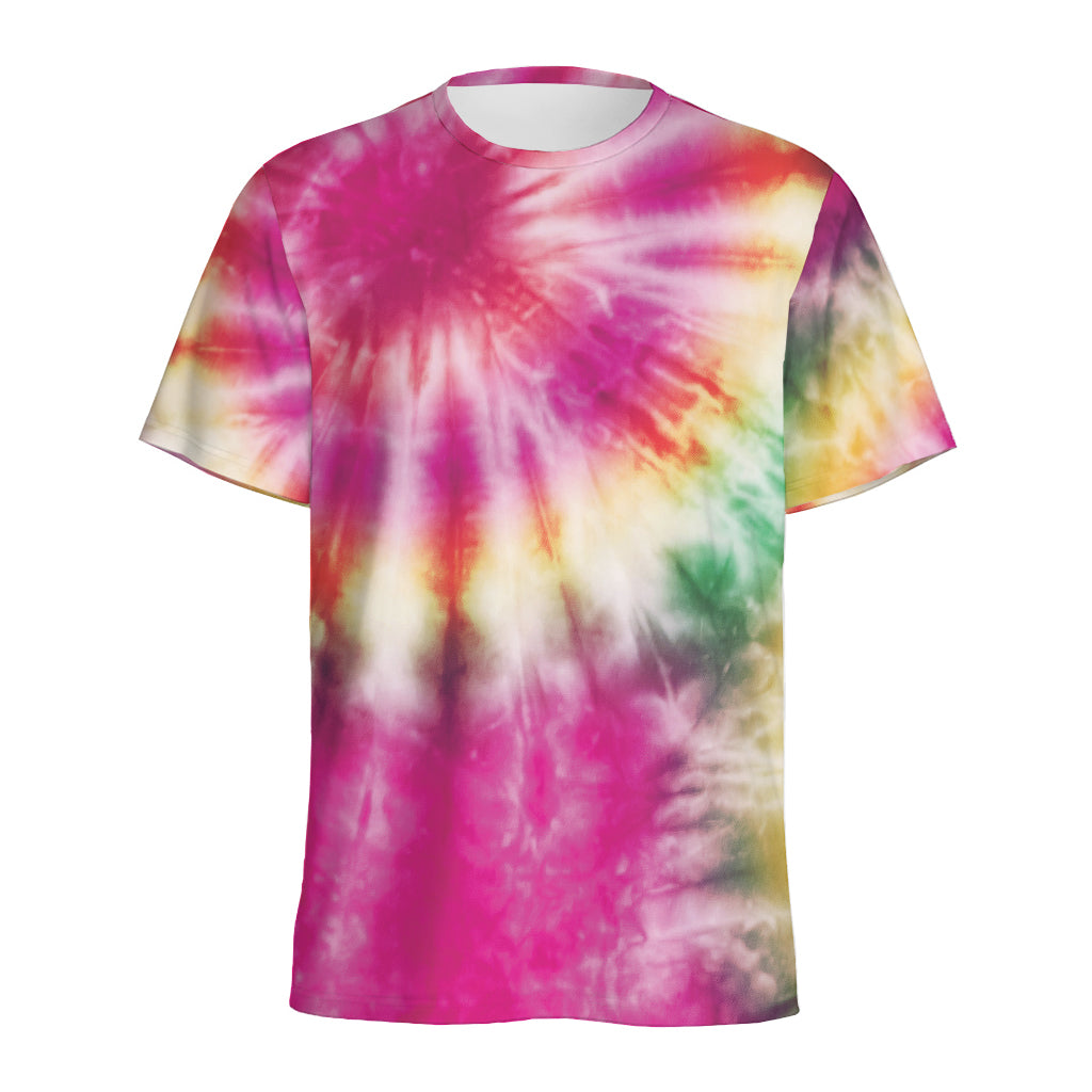 Double Tie Dye Print Men's Sports T-Shirt