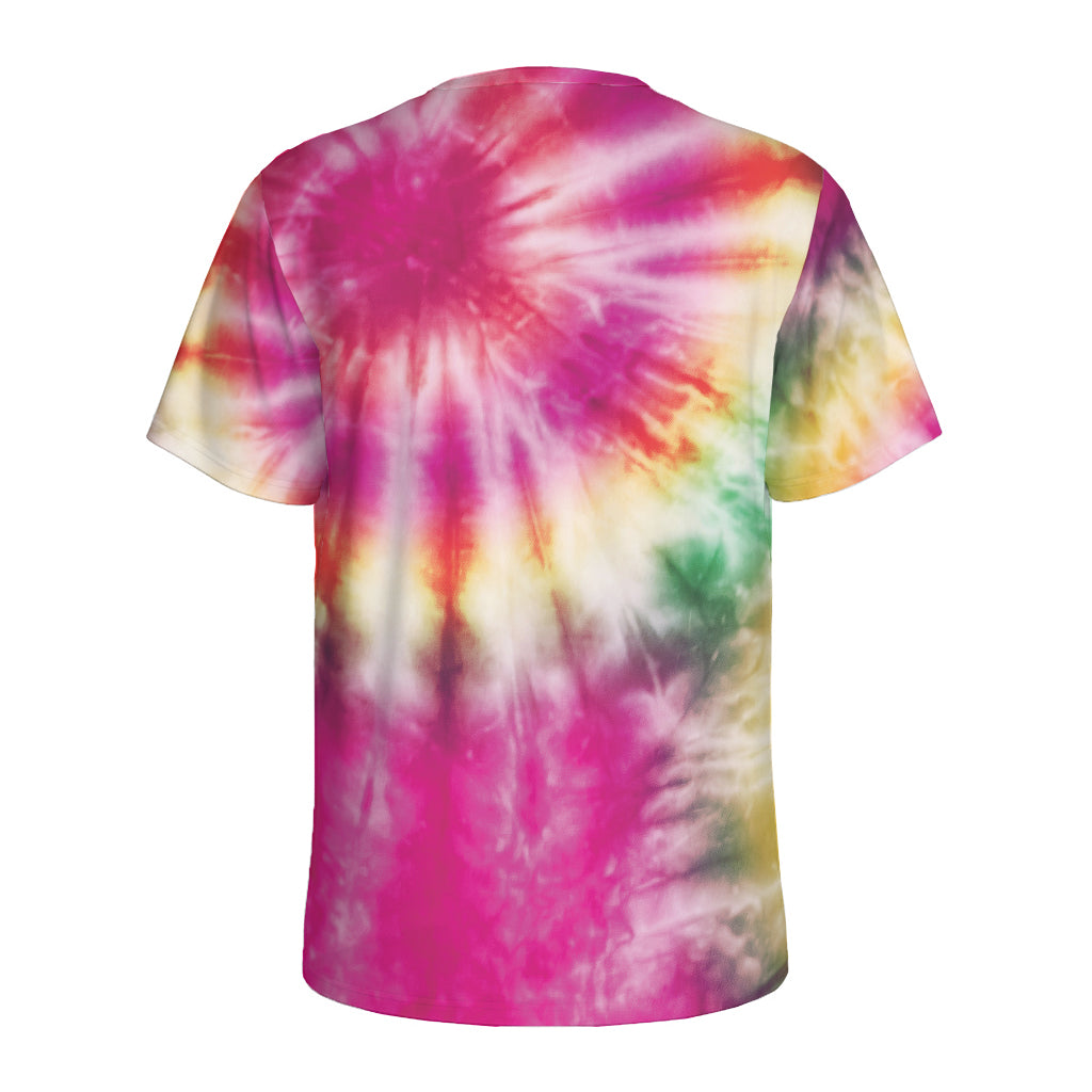 Double Tie Dye Print Men's Sports T-Shirt