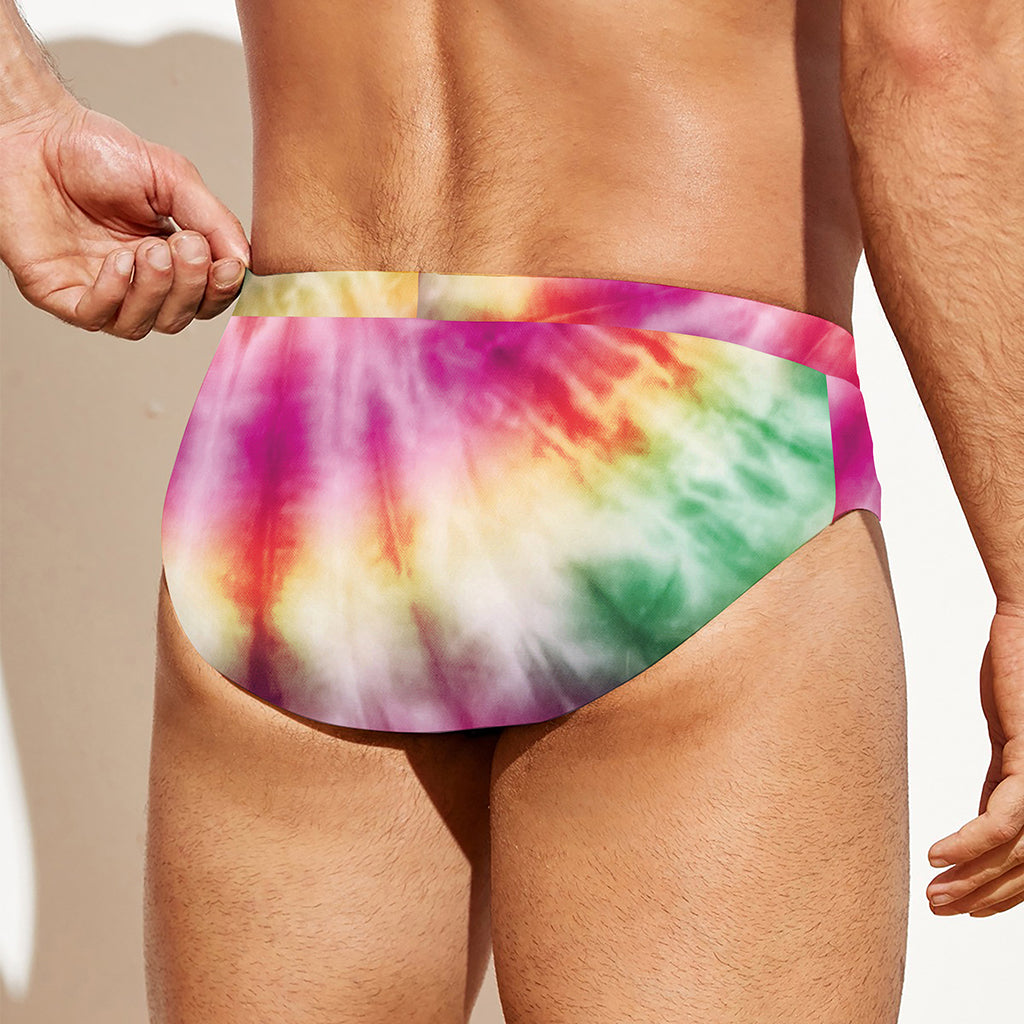 Double Tie Dye Print Men's Swim Briefs