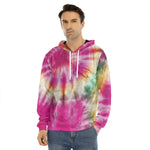 Double Tie Dye Print Men's Velvet Pullover Hoodie