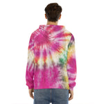 Double Tie Dye Print Men's Velvet Pullover Hoodie
